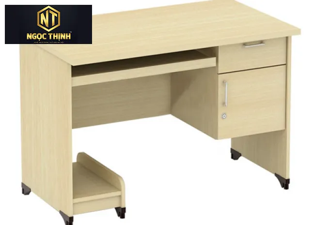 Bàn máy tính hộc liền gỗ Melamine AT204HL Bàn máy tính hộc liền gỗ Melamine AT204HL